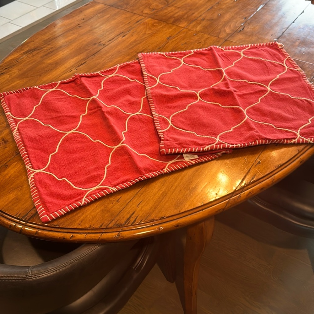 Pottery Barn red Morroccan tile pillow covers — 2